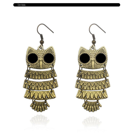 Vintage Bohemian Owl Earrings
