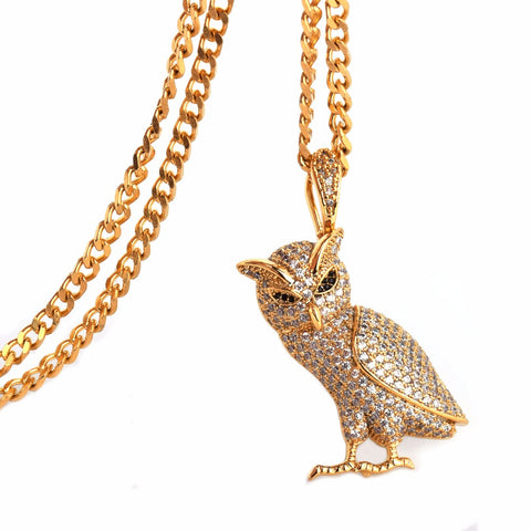Hip Hop Owl Pendant - Chain size:3mm