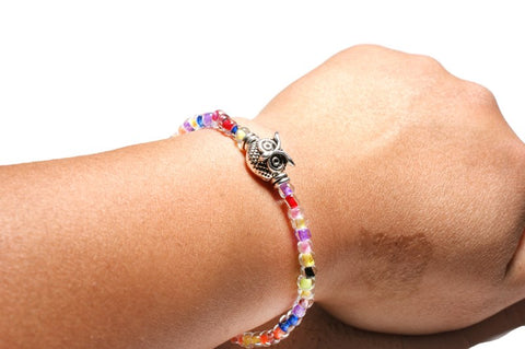 Owl Elastic Charm Bracelet - Size:18CM