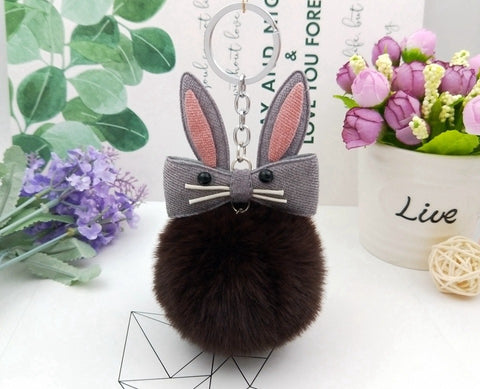 Original Fluffy Bunny Keychain Pompom