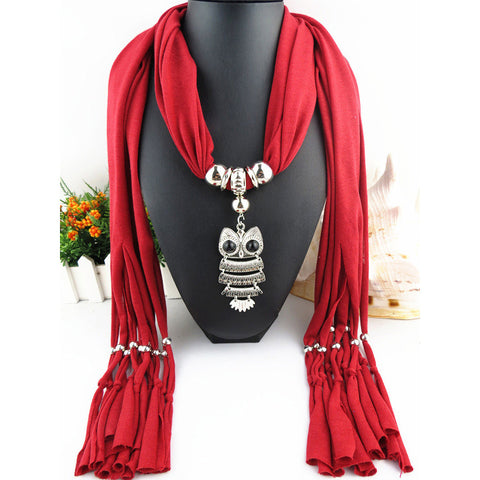 Owl Scarf with Necklace | Scarf Length 180cm | Owl length 8cm