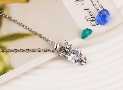 Zircon Lovely Owl Pendant - Pendant Size:1.7* 0.5 cm