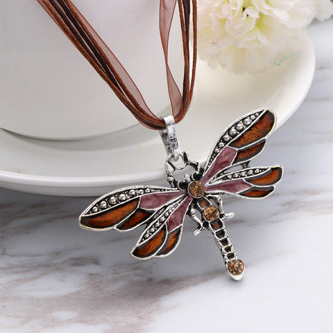 Colorful Enamel Dragonfly Pendant