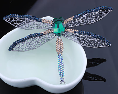 Vintage Crystal Dragonfly Brooch