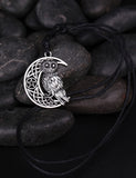 Crescent Moon & Owl Necklace - Pendant Size:29*37mm