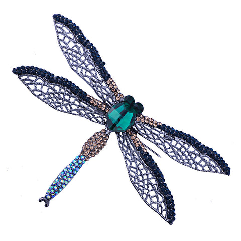 Vintage Crystal Dragonfly Brooch