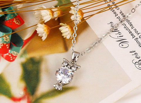Zircon Lovely Owl Pendant - Pendant Size:1.7* 0.5 cm
