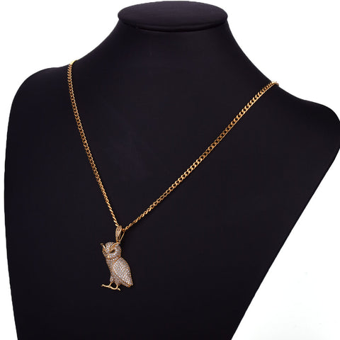 Hip Hop Owl Pendant - Chain size:3mm