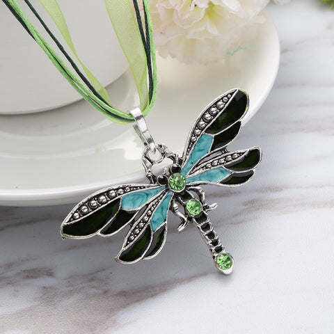 Colorful Enamel Dragonfly Pendant