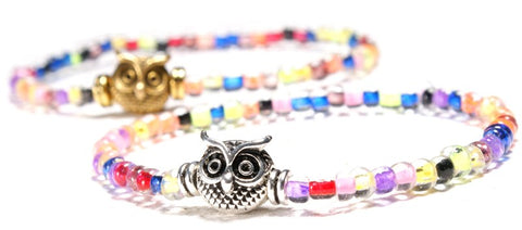 Owl Elastic Charm Bracelet - Size:18CM