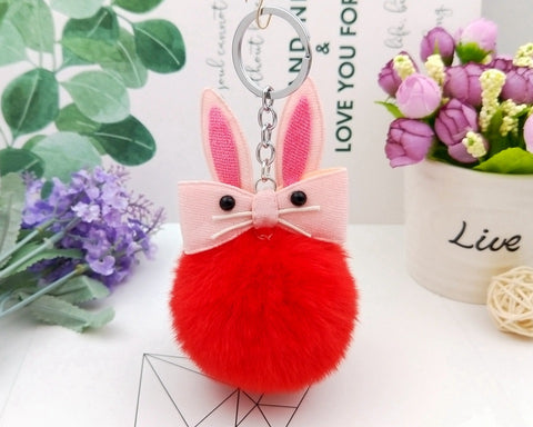 Original Fluffy Bunny Keychain Pompom