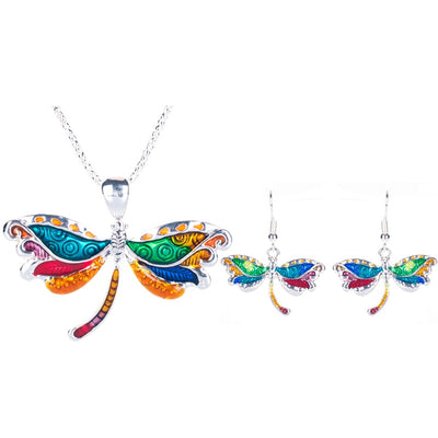 Dragonfly Necklace and Earring Set For Unique Gift