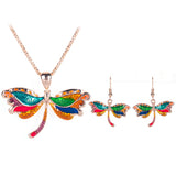Dragonfly Necklace and Earring Set For Unique Gift