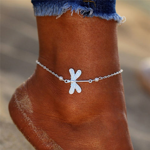Bohemian Ankle Bracelet with Dragonfly