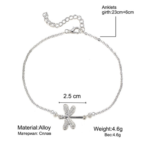 Bohemian Ankle Bracelet with Dragonfly