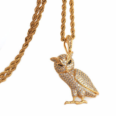 Hip Hop Owl Pendant - Chain size:3mm