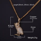 Hip Hop Owl Pendant - Chain size:3mm
