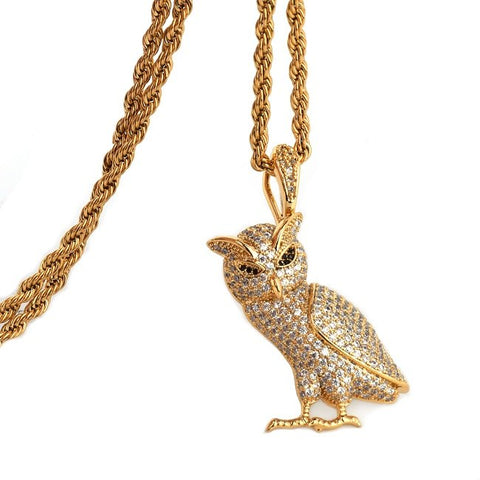 Hip Hop Owl Pendant - Chain size:3mm