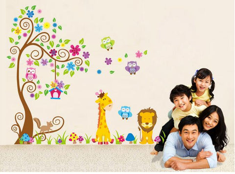 child room decorates - cute owl  wall stickers - product size(cm*cm):60*90 | final effect picture on the wall(cm*cm):150*230