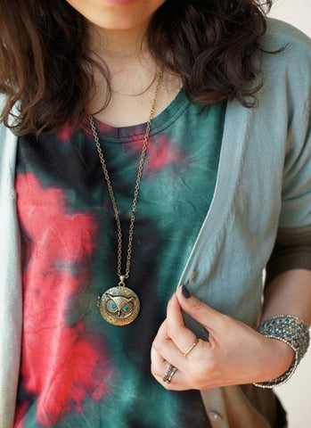 Retro Chic Owl Eye Necklace - Pendant Size:about 3.9cm | Length:70 cm