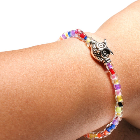 Owl Elastic Charm Bracelet - Size:18CM