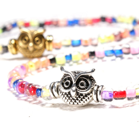 Owl Elastic Charm Bracelet - Size:18CM