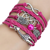 Leather Bracelet - Cute Owl & Giraffe