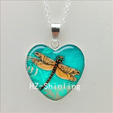 New Steampunk Dragonfly Heart Necklace