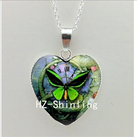 New Steampunk Dragonfly Heart Necklace