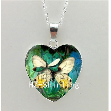 New Steampunk Dragonfly Heart Necklace