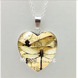 New Steampunk Dragonfly Heart Necklace