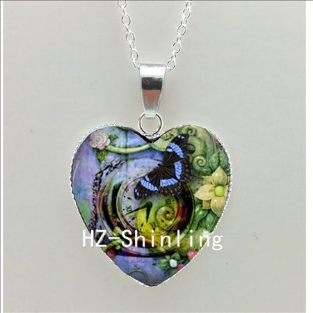 New Steampunk Dragonfly Heart Necklace