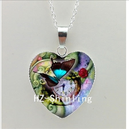 New Steampunk Dragonfly Heart Necklace