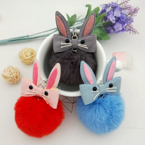 Original Fluffy Bunny Keychain Pompom