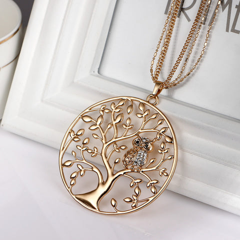 Long Necklace with little Owl | Pendant Size:6.5cm/2.55in