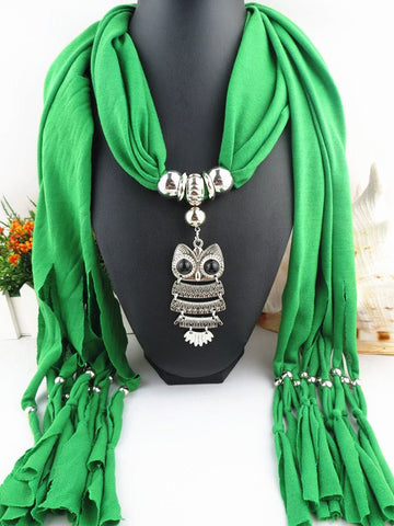Owl Scarf with Necklace | Scarf Length 180cm | Owl length 8cm