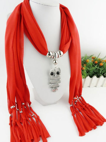 Owl Scarf with Necklace | Scarf Length 180cm | Owl length 8cm
