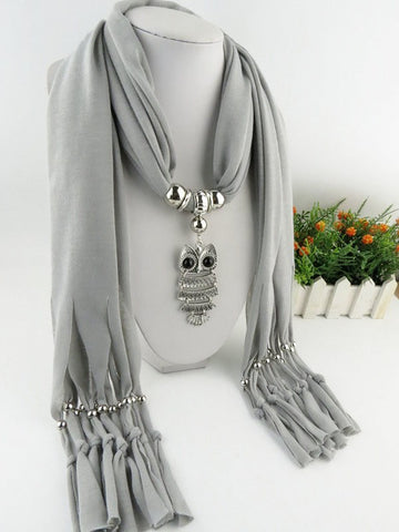 Owl Scarf with Necklace | Scarf Length 180cm | Owl length 8cm