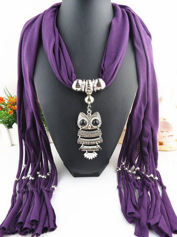 Owl Scarf with Necklace | Scarf Length 180cm | Owl length 8cm