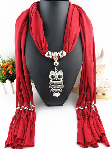 Owl Scarf with Necklace | Scarf Length 180cm | Owl length 8cm