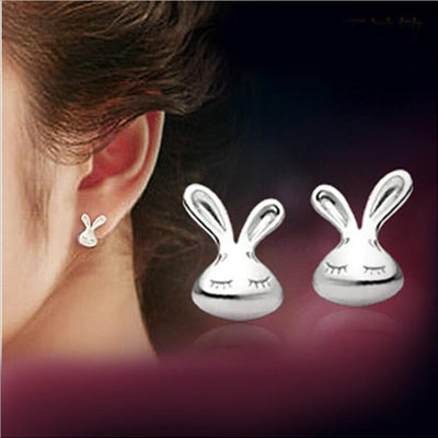 Lovely little rabbit 925 sterling silver earrings