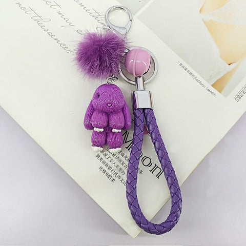 Rabbit Keychain - Fluffy Fur Ball