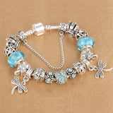 SPINNER Dragonfly Bracelet with Antique Silver Crystal