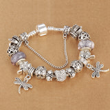 SPINNER Dragonfly Bracelet with Antique Silver Crystal