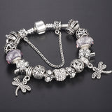 SPINNER Dragonfly Bracelet with Antique Silver Crystal