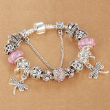 SPINNER Dragonfly Bracelet with Antique Silver Crystal