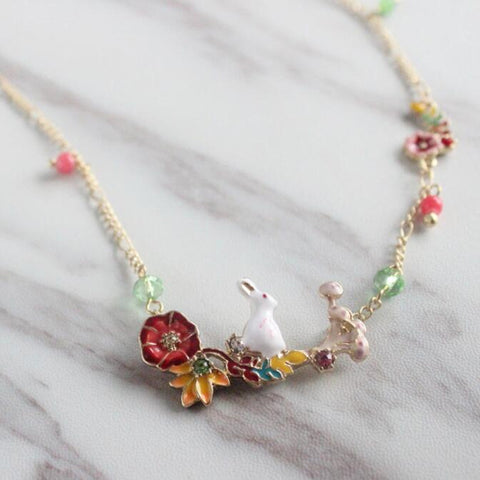 Beautiful Enamel Rabbit Necklace