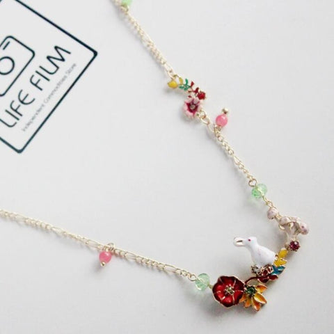 Beautiful Enamel Rabbit Necklace