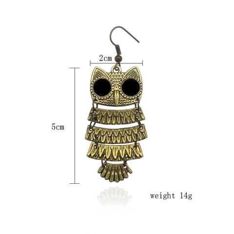 Vintage Bohemian Owl Earrings