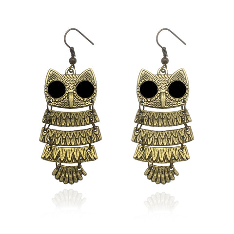 Vintage Bohemian Owl Earrings